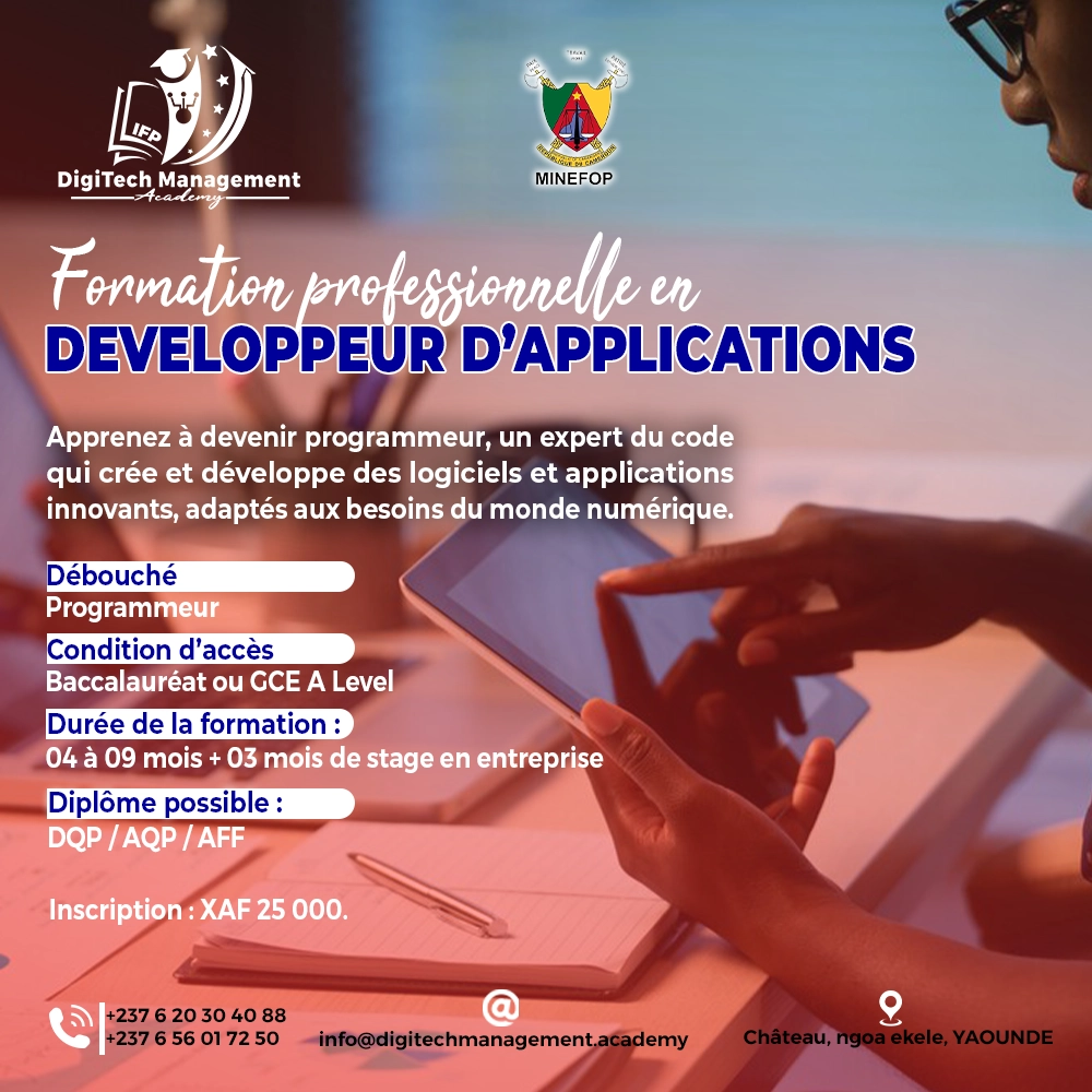 formation professionnelle en developpement d'application au Cameroun formation professionnelle en développement d'application au Cameroun