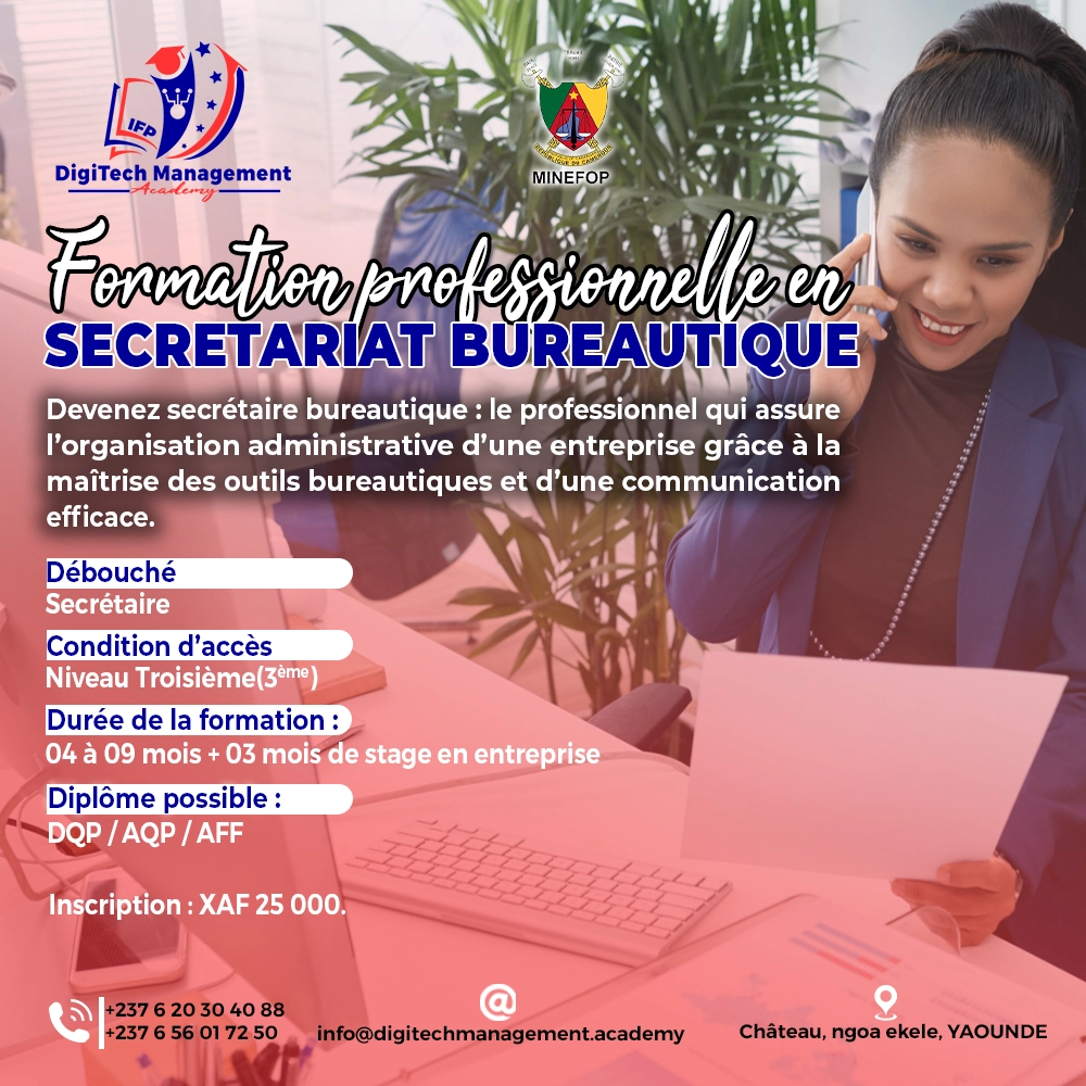formation professionnelle en secrétariat bureautique au Cameroun formation professionnelle en secrétariat bureautique au Cameroun